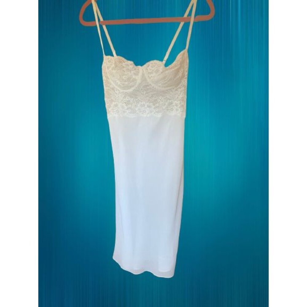 Vintage Natori Underwire Mesh Lace Chemise Slip Size Large